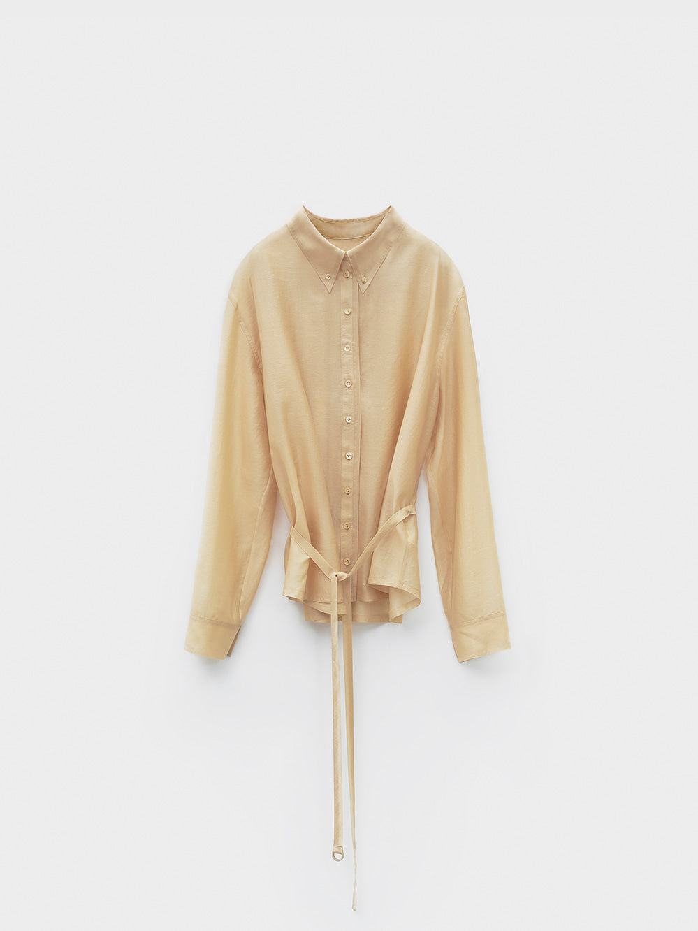 [Low Classic] See-Through Shirred Back Blouse_Yellow