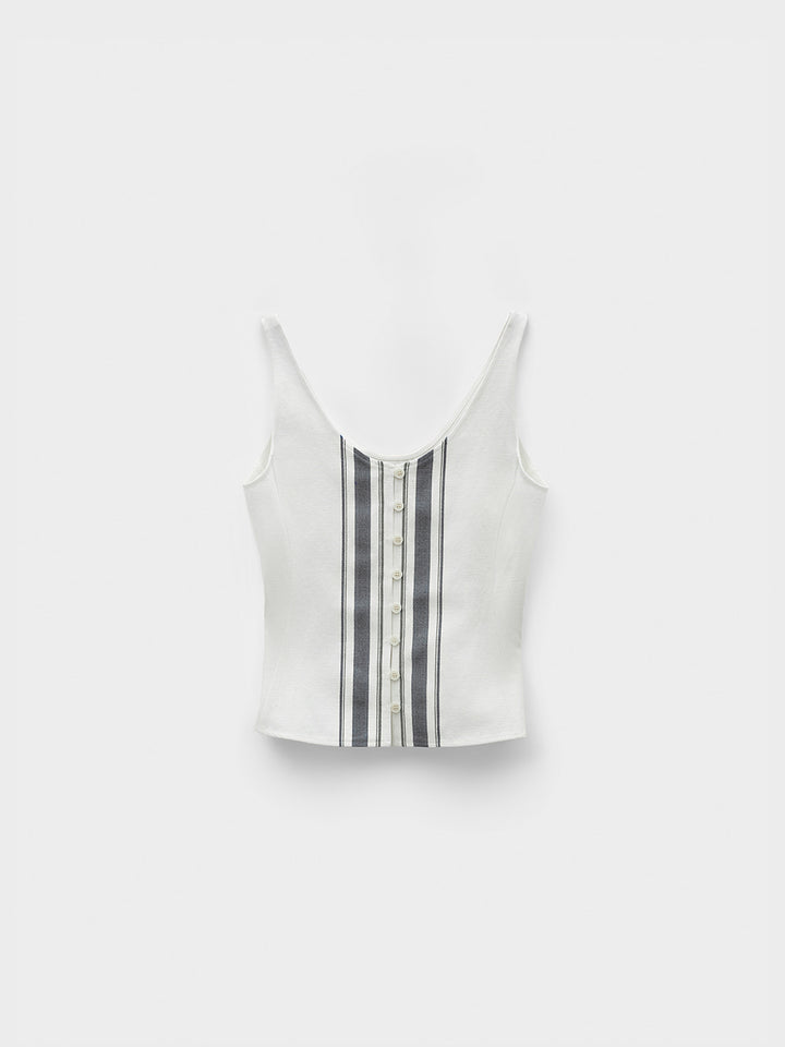 Low Classic Stripe Sleeveless Top Charcoal Stripe