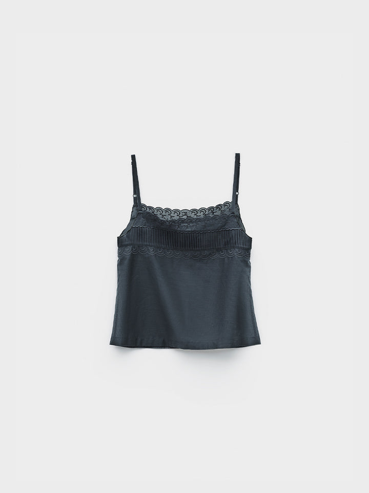 Low Classic See-Through Lace Sleeveless Charcoal
