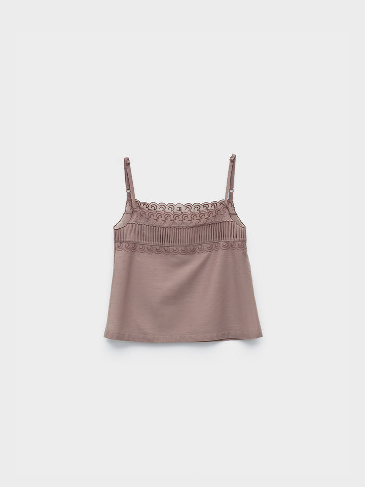 Low Classic See-Through Lace Sleeveless Pink