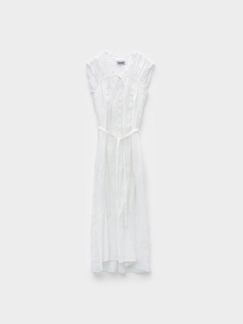 Low Classic Shirring Sleeveless Maxi Dress White