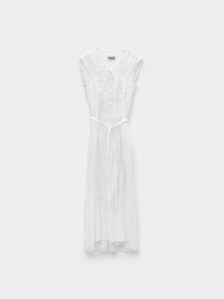 Low Classic Shirring Sleeveless Maxi Dress White
