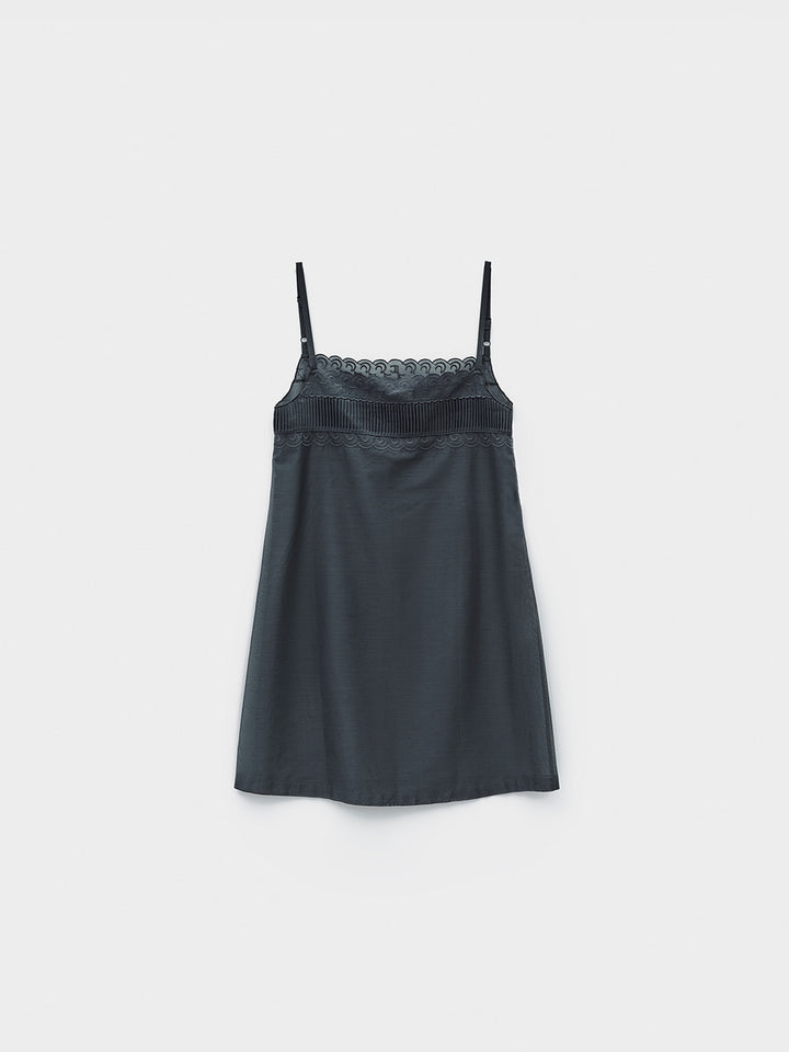 Low Classic See-Through Lace Mini Dress Charcoal
