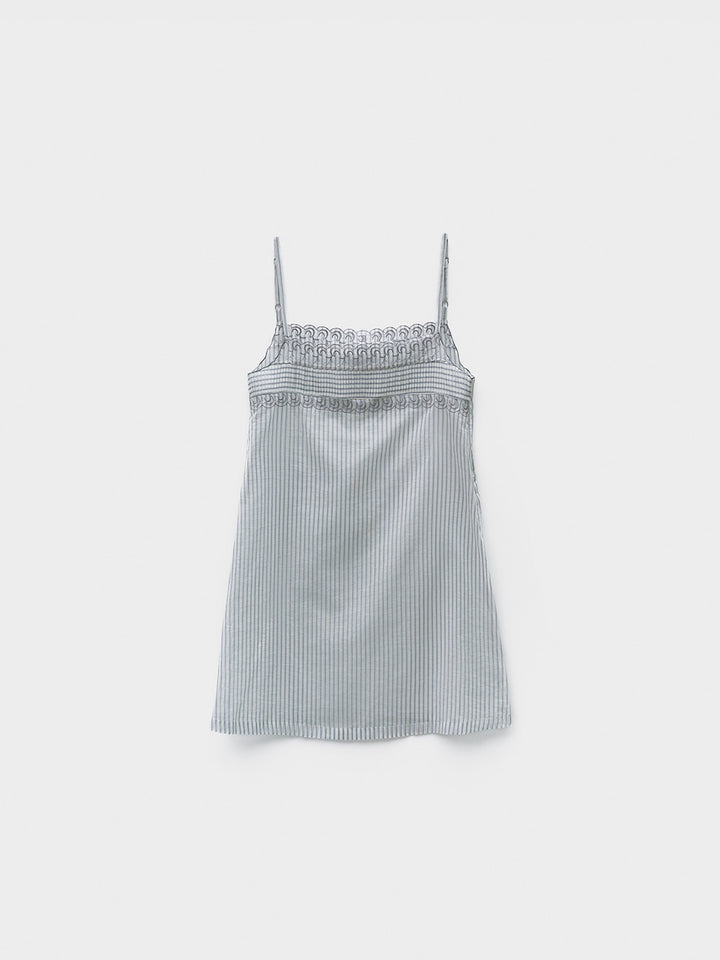 Low Classic Stripe See-Through Lace Mini Dress Stripe