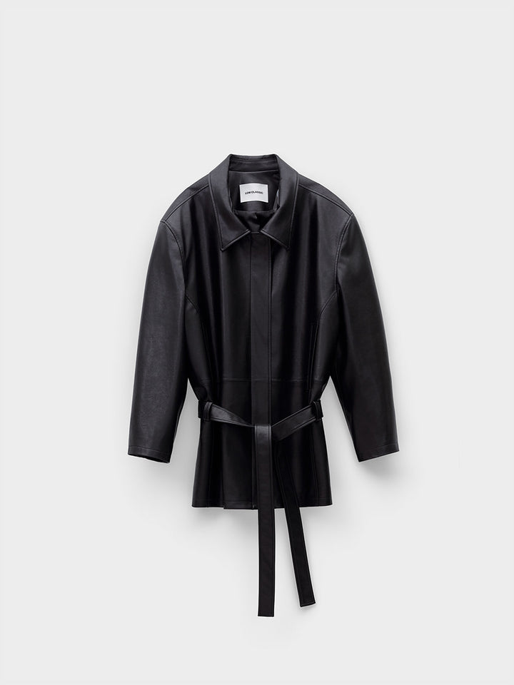 Low Classic Low Waist Artificial Leather Jacket Black