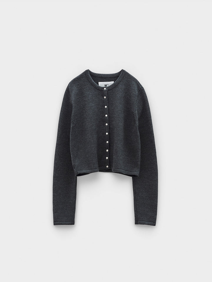 Low Classic Snap Button Cardigan Charcoal