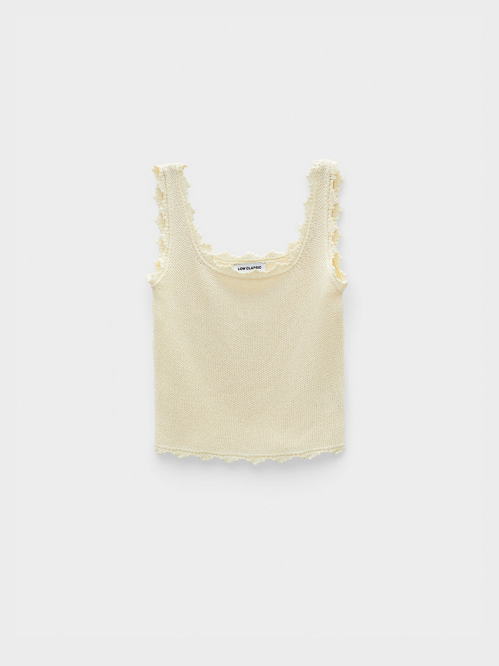 Low Classic Lace Edge Sleeveless Knit Cream