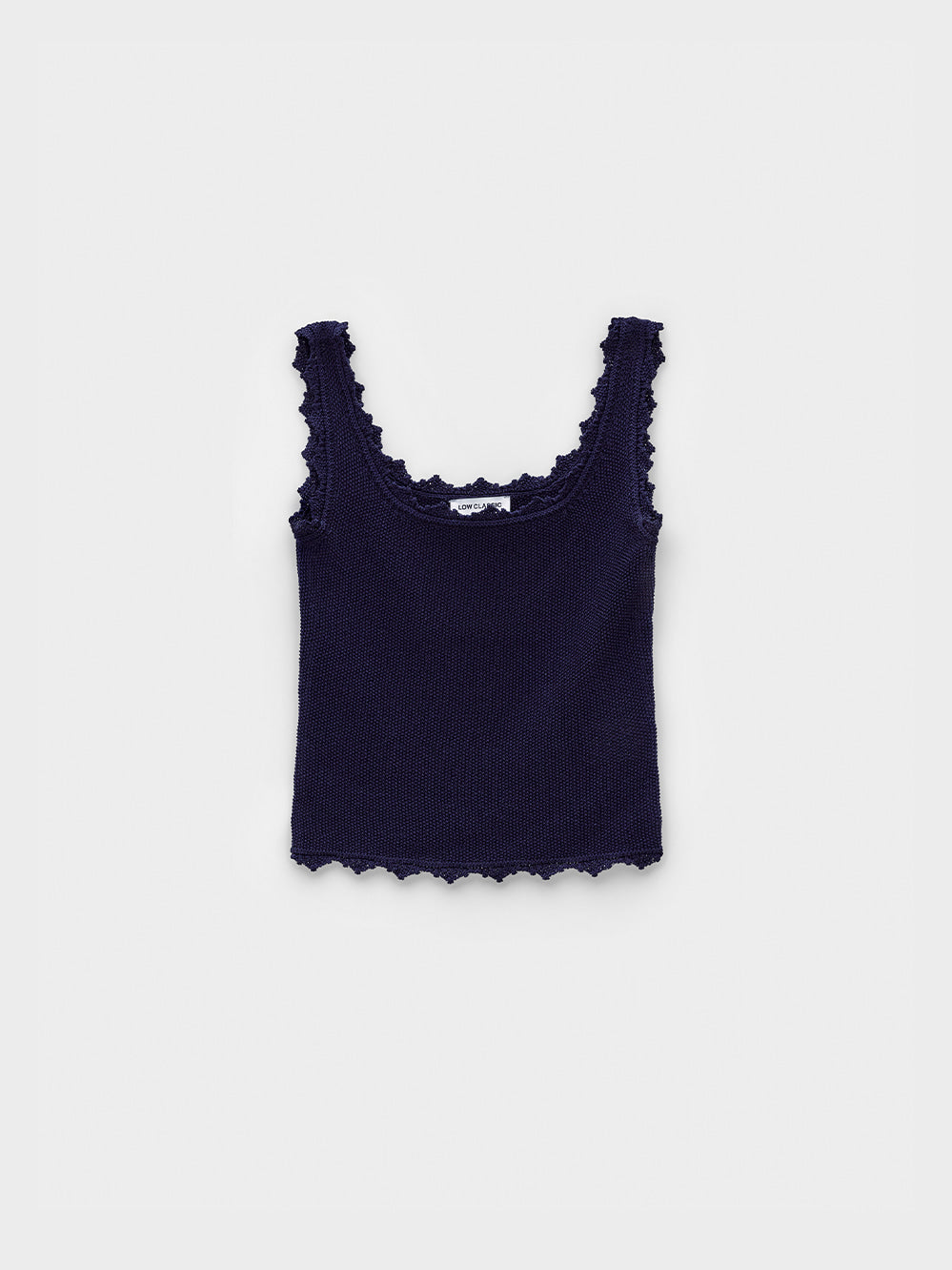 Low Classic Lace Edge Sleeveless Knit Navy