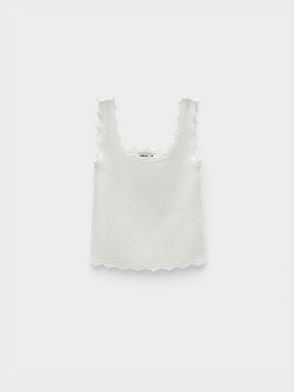 Low Classic Lace Edge Sleeveless Knit White