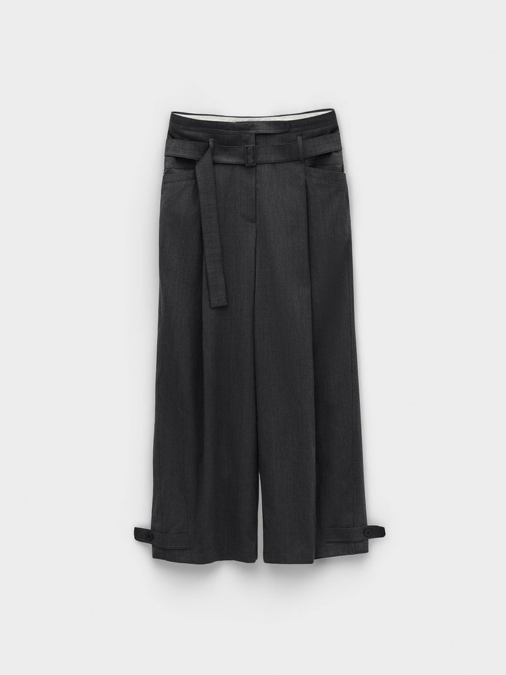 Low Classic Double Waist Trousers Melange Grey