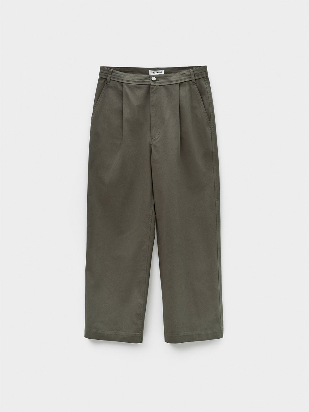 Low Classic Drawstring Cotton Pants Khaki