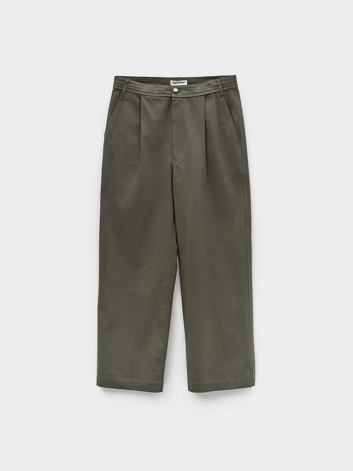 Low Classic Drawstring Cotton Pants Khaki