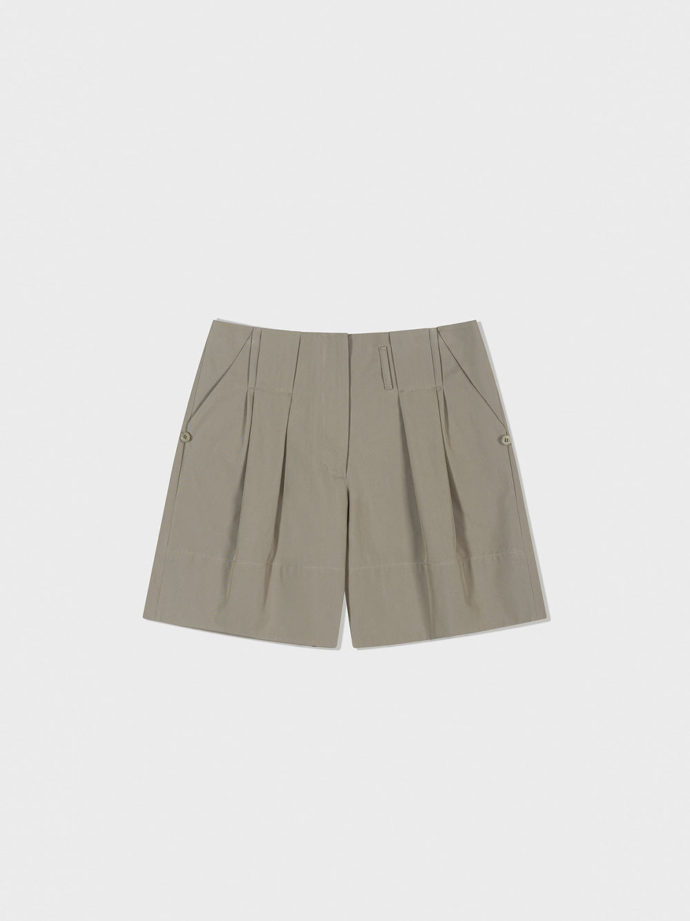 Low Classic Tuck Point Turn-Up Shorts Khaki