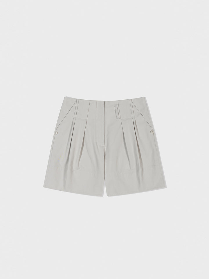 Low Classic Tuck Point Turn-Up Shorts Light Grey