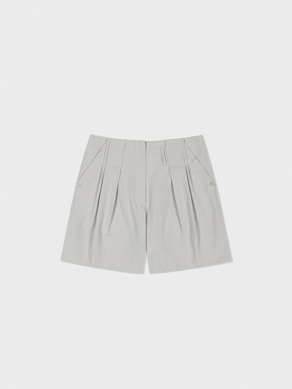Low Classic Tuck Point Turn-Up Shorts Light Grey