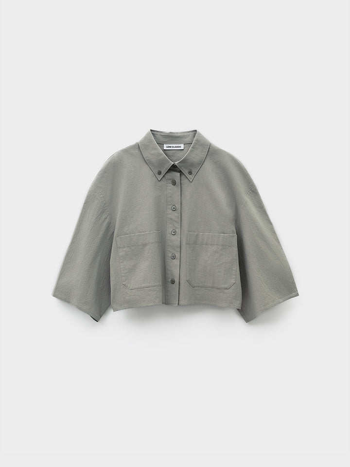 Low Classic Half Sleeve Cropped Shirt Khaki Grey