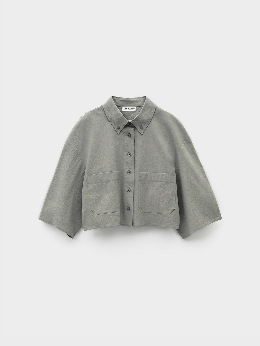 Low Classic Half Sleeve Cropped Shirt Khaki Grey