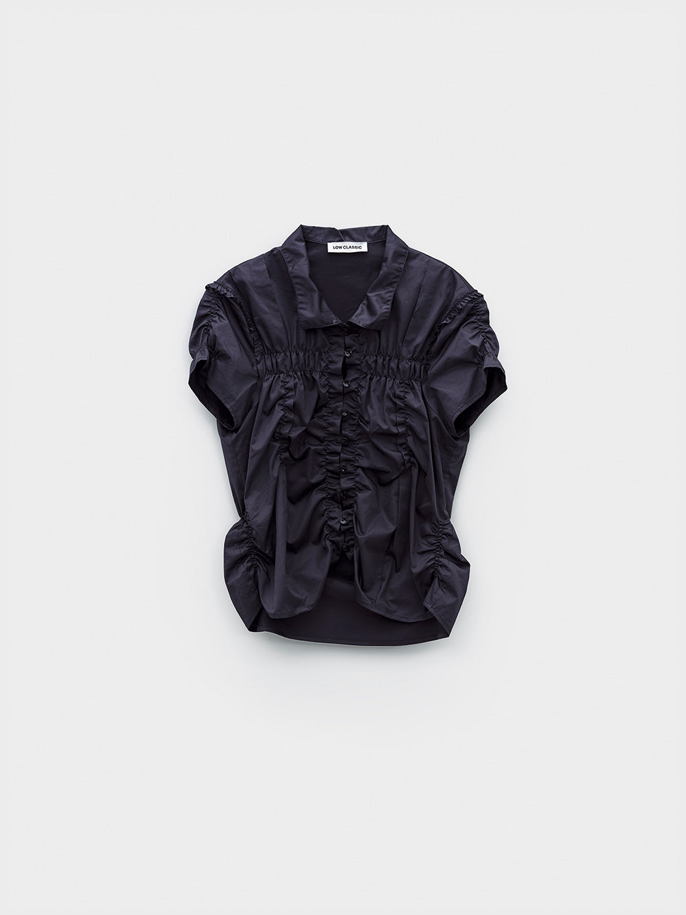 [Low Classic] Wrinkle Half Sleeve Shirt_Navy