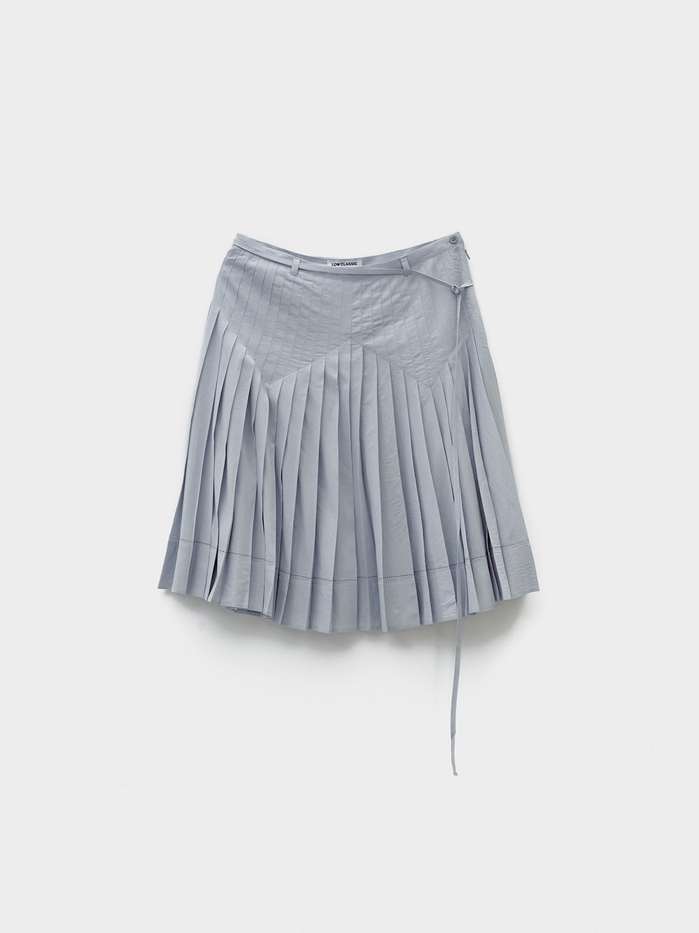 Low Classic Pleated Midi Skirt Blue