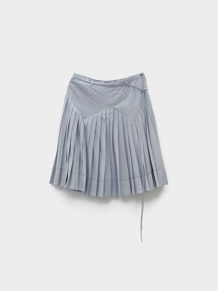Low Classic Pleated Midi Skirt Blue