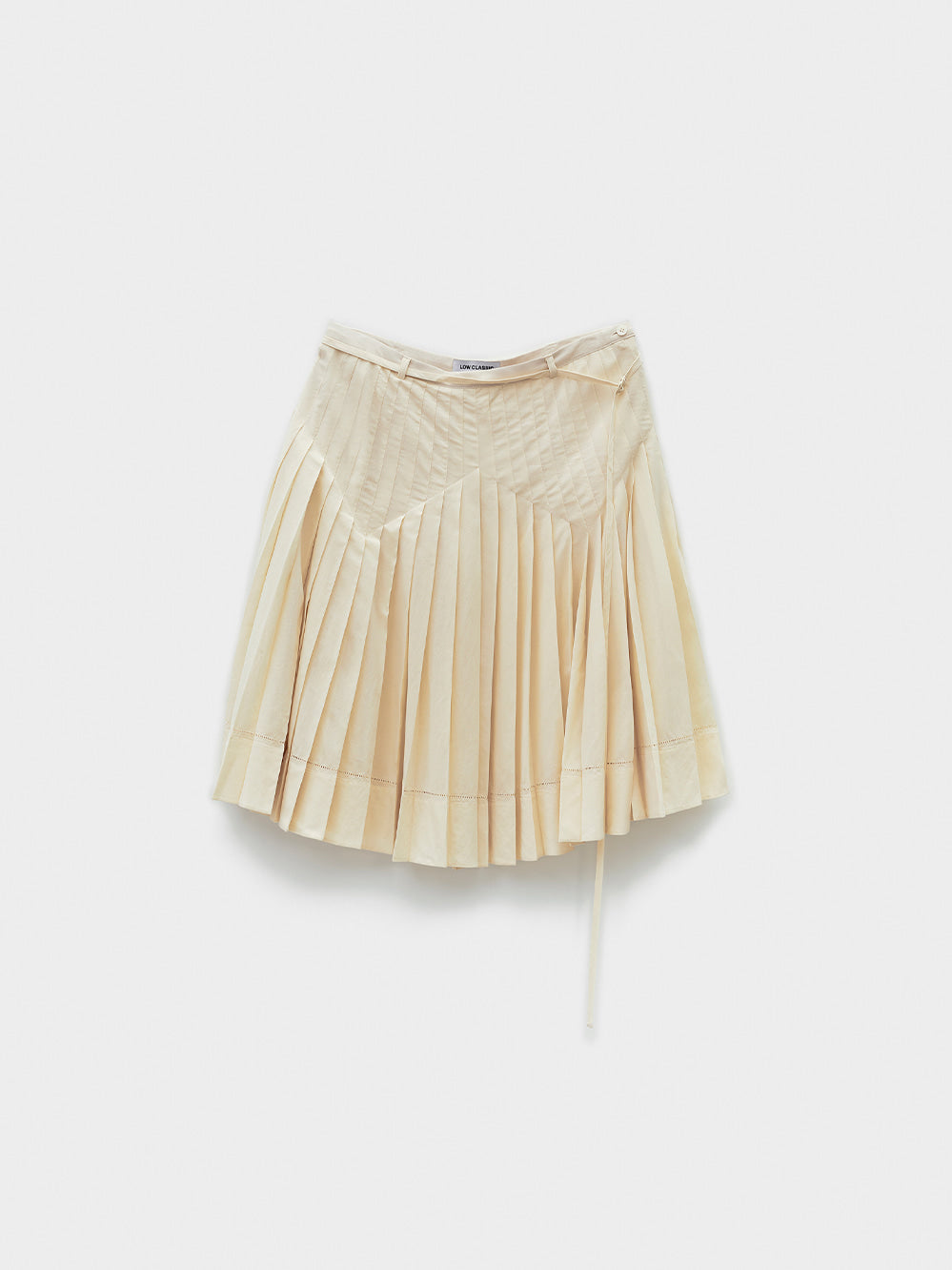 Low Classic Pleated Midi Skirt Cream