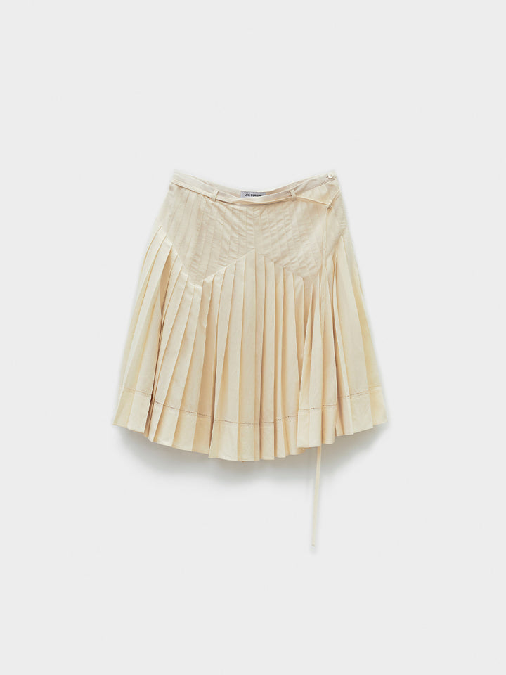 Low Classic Pleated Midi Skirt Cream