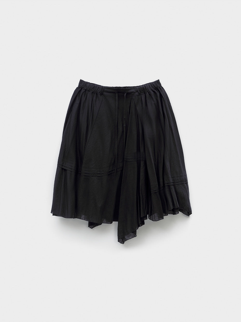 [Low Classic] Drawstring Drape Skirt_Black
