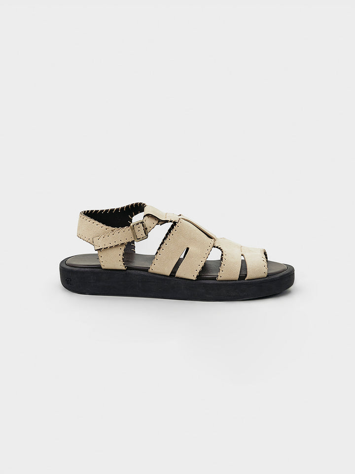 Low Classic Suede Stitch Fisherman Sandal Ivory