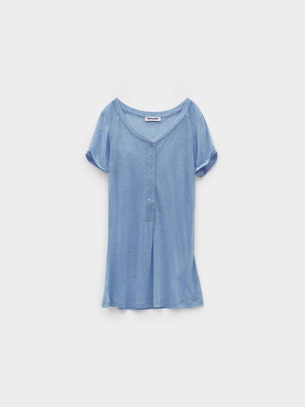Low Classic Button-Up Jersey Long T-Shirt Blue
