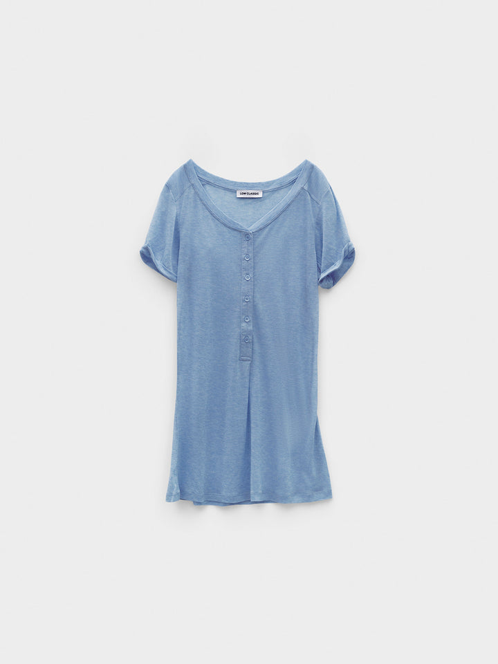 Low Classic Button-Up Jersey Long T-Shirt Blue