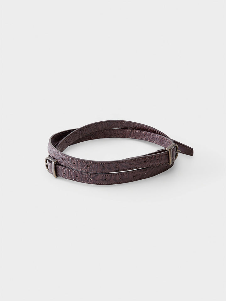 Low Classic Leather Two-Way Buckle Belt Brown