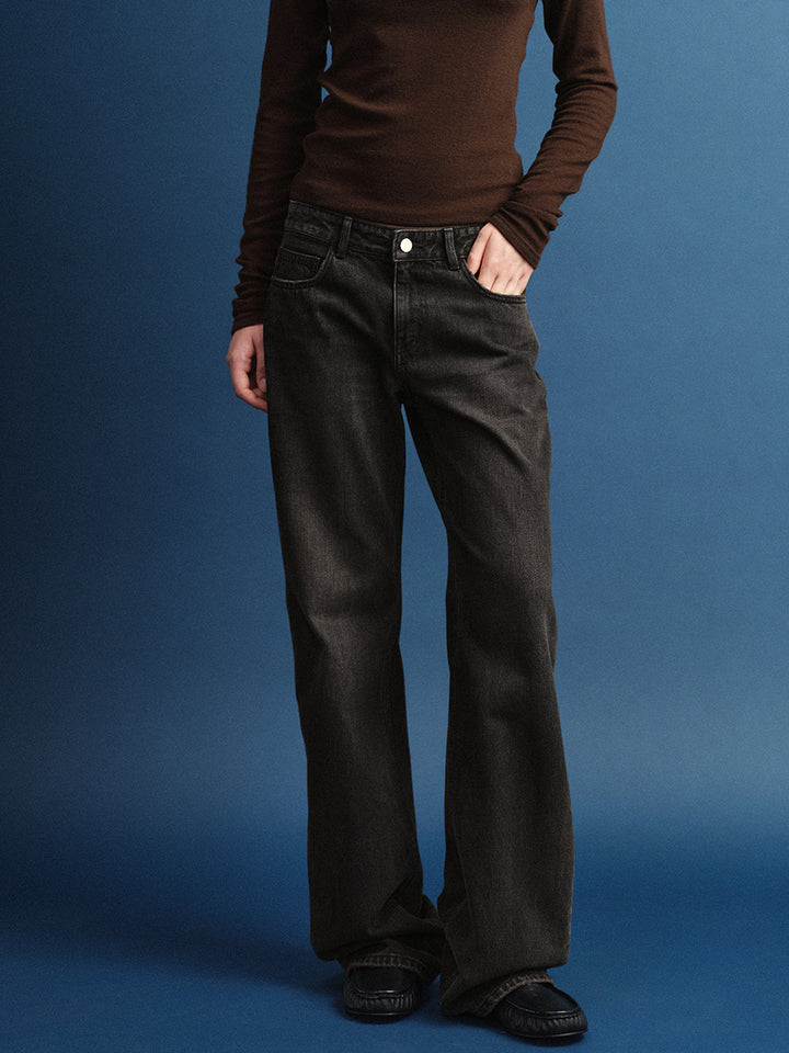 Facade Pattern Low-Rise Denim washed black