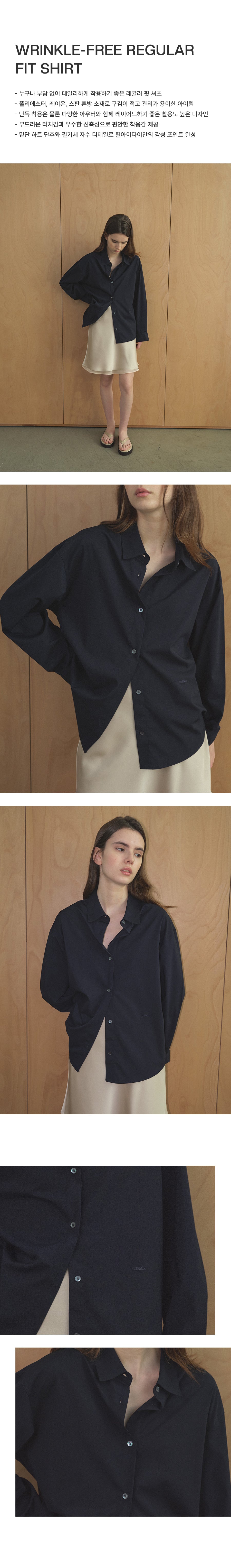 Tillidie Wrinkle-Free Regular Fit Shirt Navy