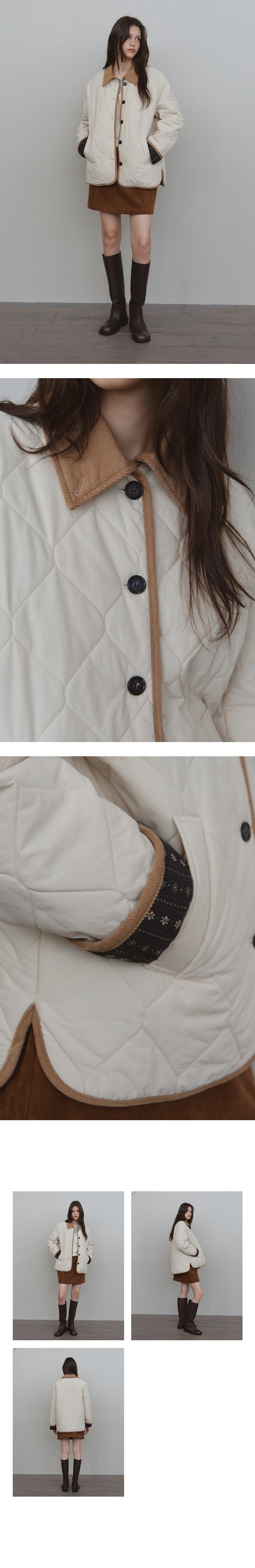 Tillidie Pattern lining quilting jumper Cream