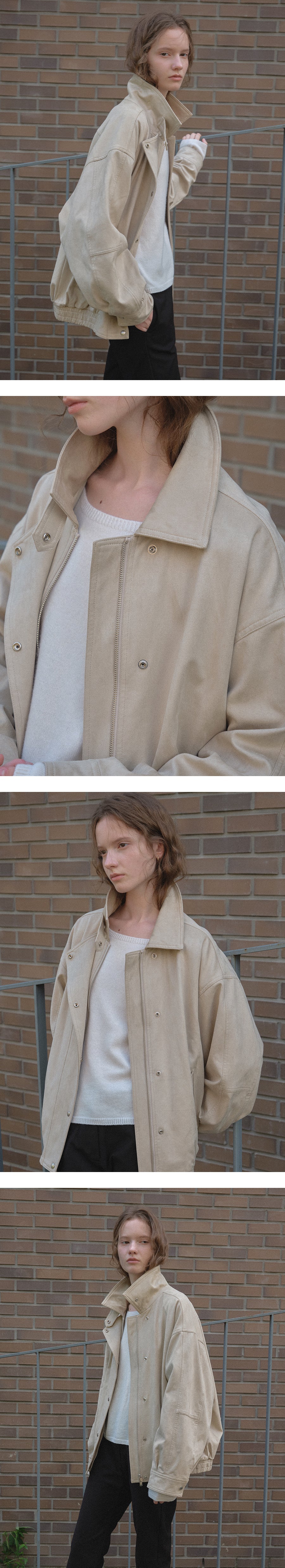 Tillidie Suede double collar jumper Stone beige