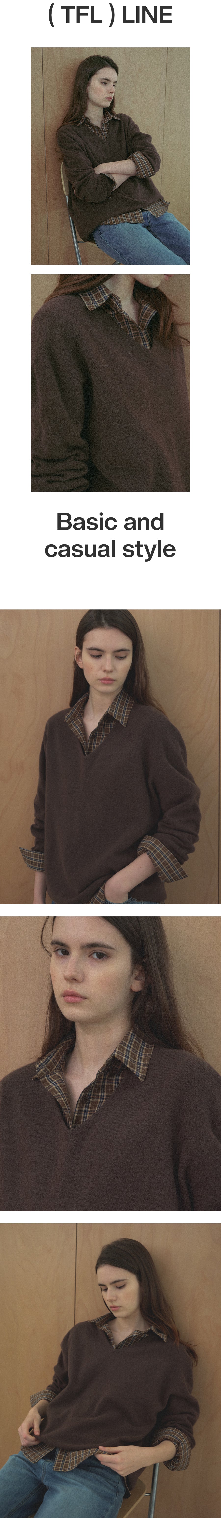 Tillidie Cashmere Blended V-Neck Wool Knit Brown