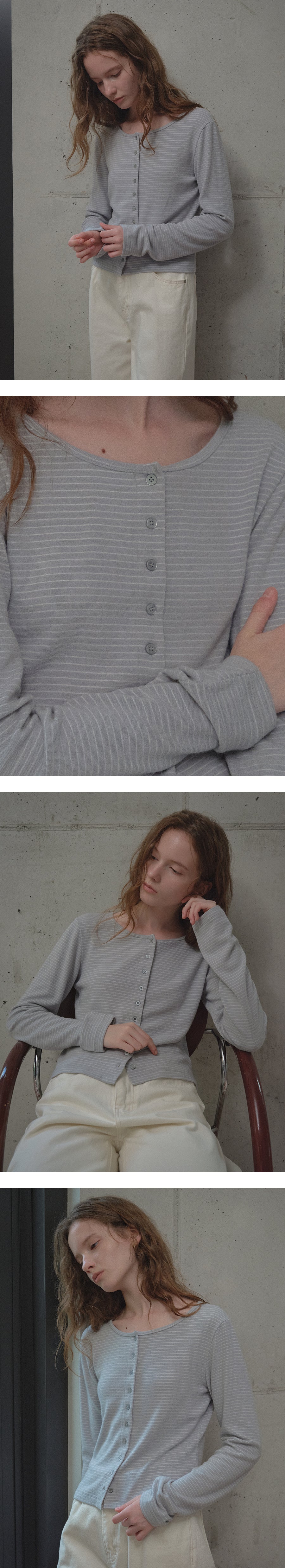 Tillidie Angora blended stripe cardigan Sky blue