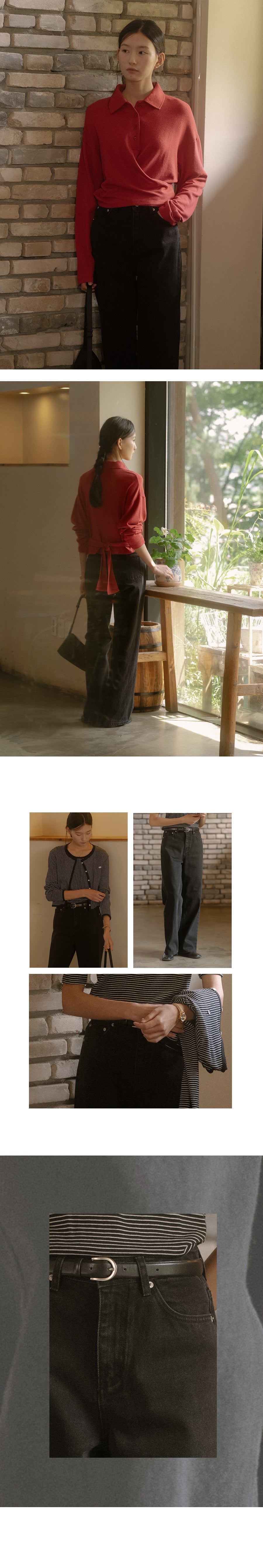 Tillidie Vintage washing denim pants Black