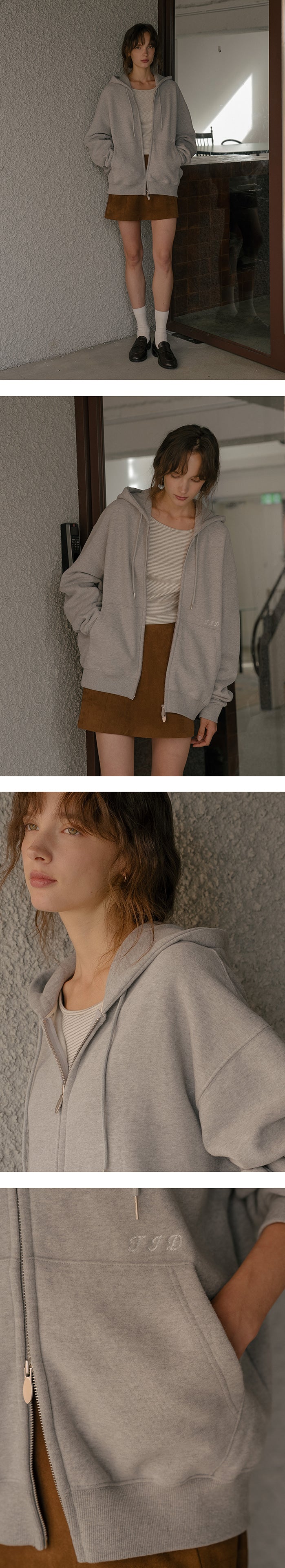 Tillidie Brushed terry oversized hoodie Melange gray