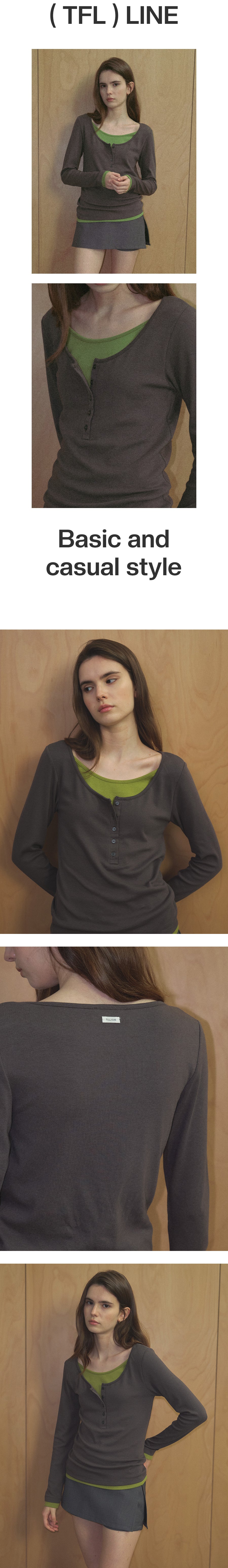 Tillidie Henry Layered Modal Tee Charcoal