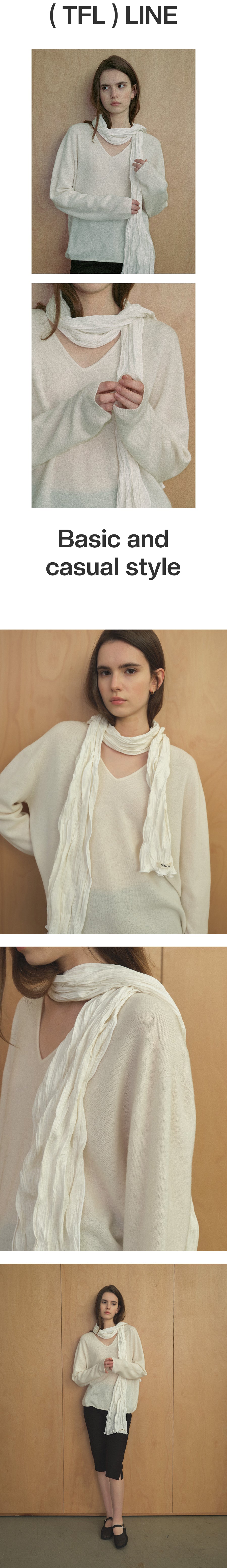 Tillidie Cashmere Blended V-Neck Wool Knit lvory