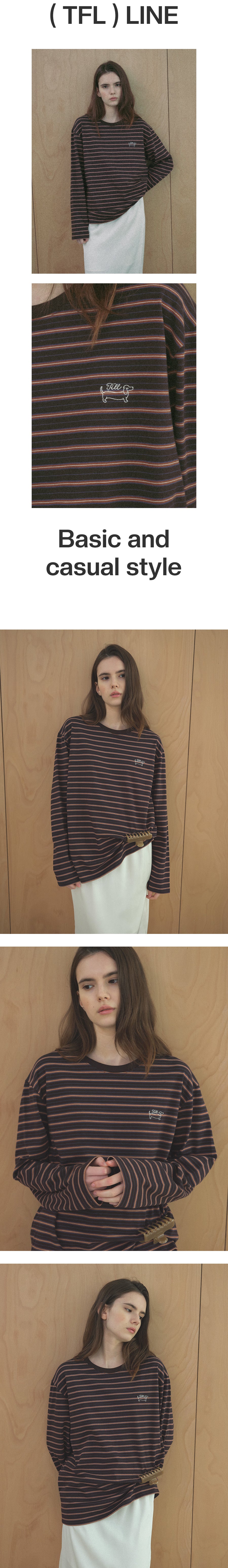 Tillidie Stripe Logo Oversized Tee Brown
