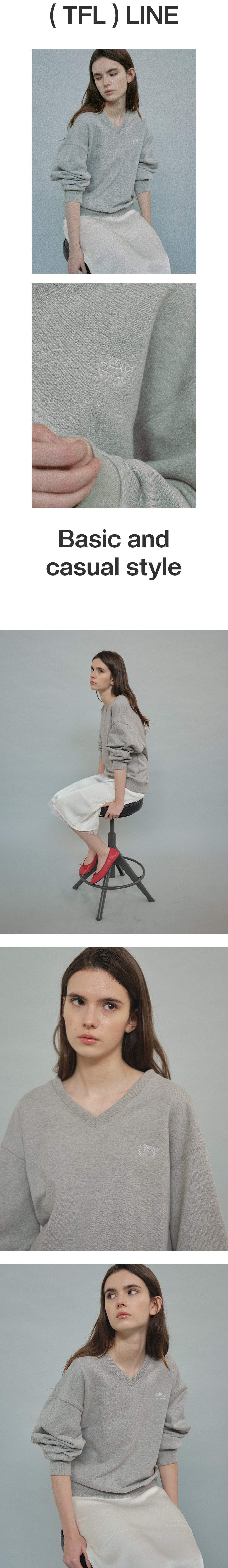 Tillidie Loose Fit V-Neck Sweatshirt Melange gray