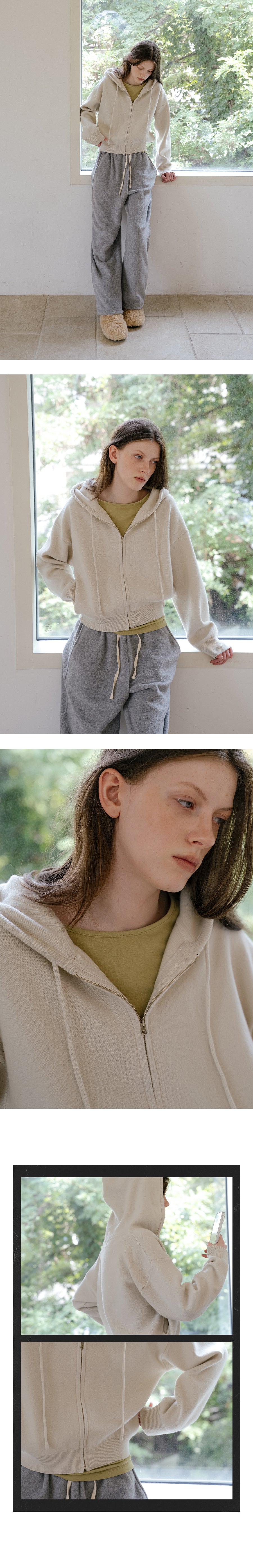 Tillidie Merino wool double knit zip-up Cream