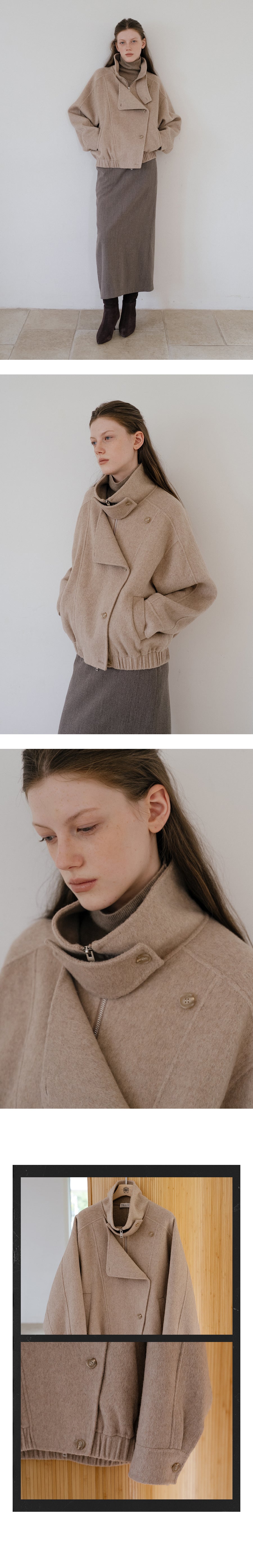 Tillidie Wool handmade crop jacket Beige