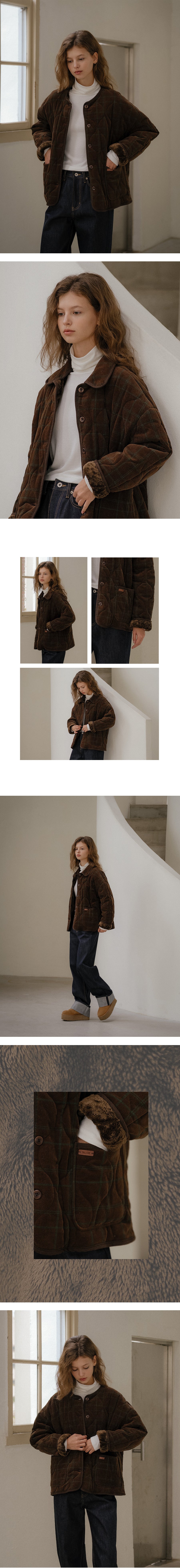 Tillidie Corduroy quilting detachable collar jumper