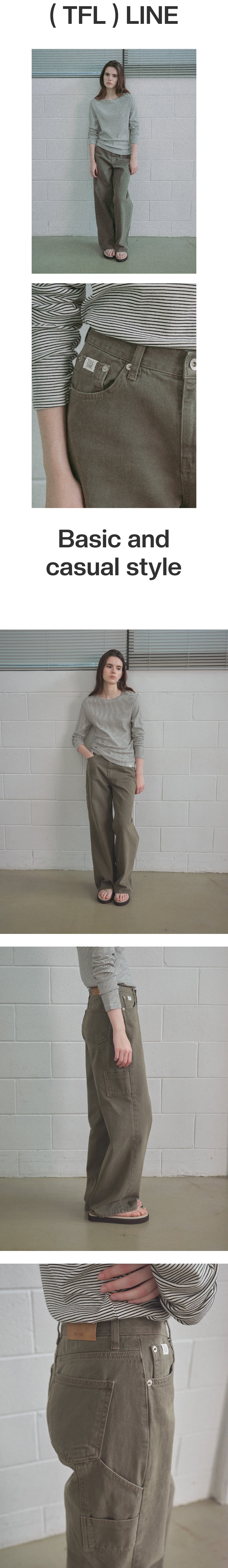 Tillidie Cargo Dyeing Denim Pants Khaki