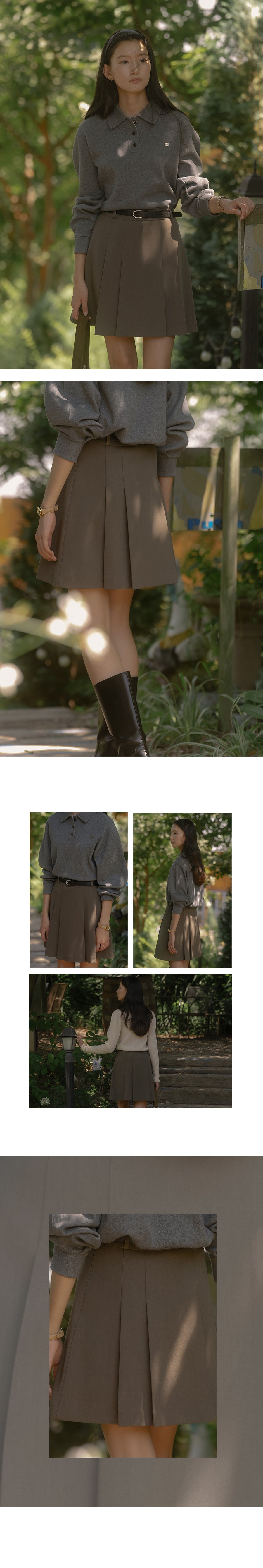 Tillidie Belt set pleats skirt Mocha