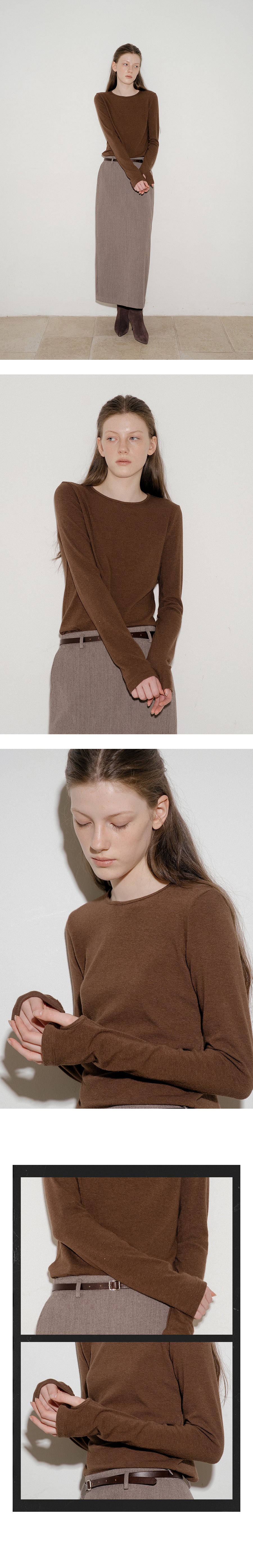 Tillidie Angora finger hole tee Brown