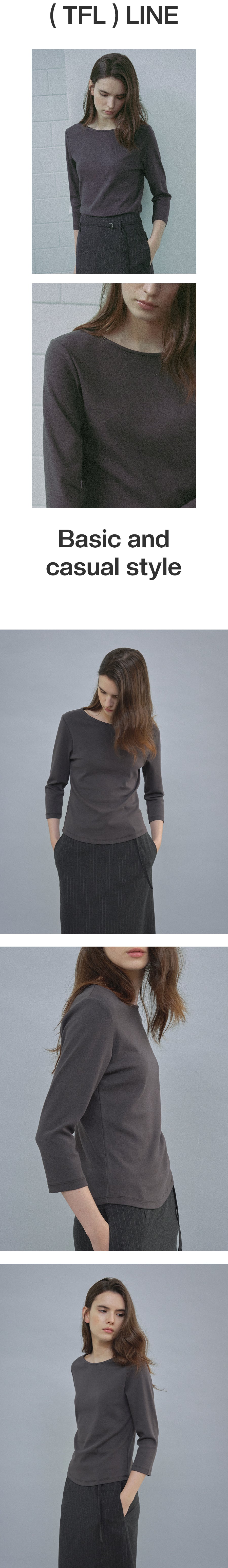 Tillidie Layer Boat Neck Tee Charcoal